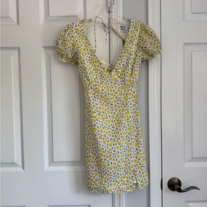 Princess Polly Yellow and White Lemon Print Mini Dress